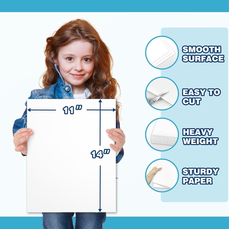 Chella 11" x 14" White Poster Board Heavyweight, for School Craft Project, 85 lb. Cover Weight, 50 Count - Image 2